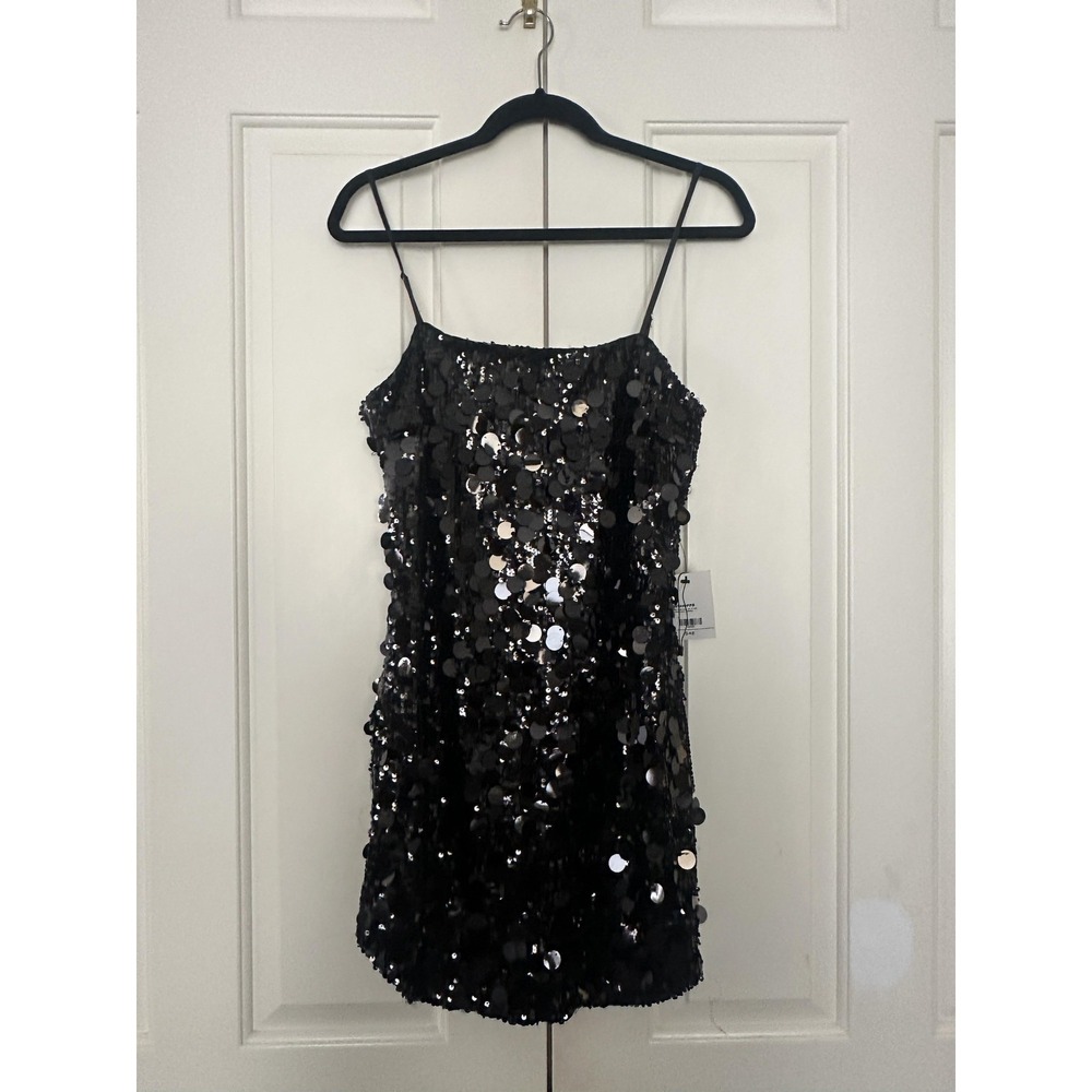 Tenshoppe French Kiss Dress Womens Large Sequin Mini Adjustable Strap Party